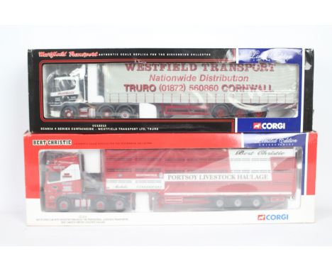 Corgi - Two boxed Corgi Limited Edition 1:50 scale diecast trucks. Lot consists of CC13215 DAF XF Space Cab Houghton Parkhous