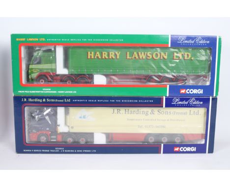 Corgi - A brace of boxed Corgi Limited Edition 1:50 scale diecast trucks. Lot consists of CC12215 Scania 4 Series Fridge Trai