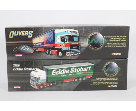 Corgi - Two boxed Corgi Limited Edition 1:50 scale diecast Scania Topline Curtainside trucks from the Corgi 'Sights &amp; Sou