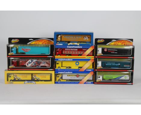 Corgi - Ten boxed 1:64 scale diecast model trucks from various Corgi series. Lot includes 'Superhaulers' TY86711 Volvo Curtai