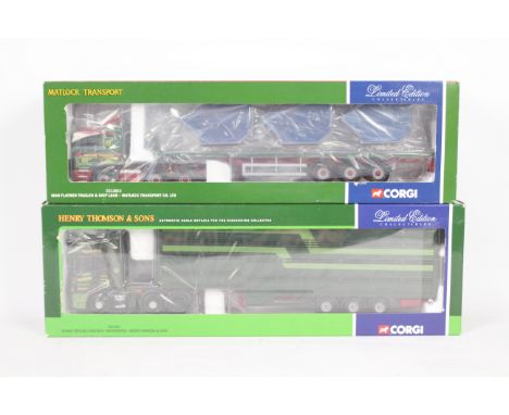 Corgi - Two boxed Corgi Limited Edition 1:50 scale diecast trucks. Lot consists of CC12917 Scania Topline Livestock Transport