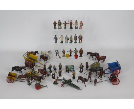 Britains, Johillco, Charbens, Similar - An unboxed collection of Britains Farm Series and similar horses, carts and Farm figu