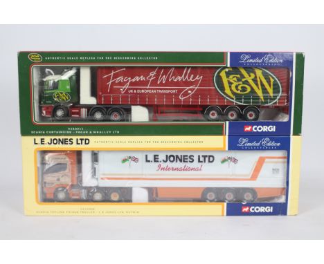 Corgi - A pair of boxed Limited Edition 1:50 scale diecast trucks from Corgi. Lot consists of Corgi CC12908 Scania Topline Fr