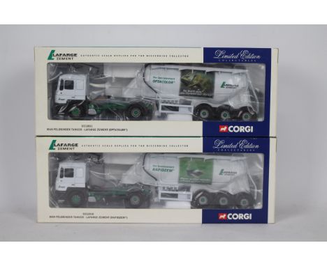 Corgi - Two boxed Corgi Limited Edition 1:50 scale diecast MAN Feldbinder Tankers. Lot consists of CC12010 'Lafarge Zement (R