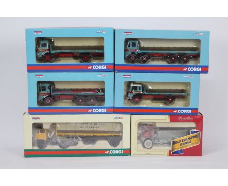 Corgi - Six boxed Limited Edition diecast 1:50 scale model trucks. Lot includes CC13311 Morris Platform Trailer &amp; Sheeted