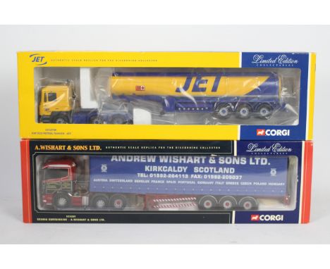 Corgi - A pair of boxed Corgi Limited Edition 1:50 scale diecast trucks. Lot consists of CC12708 ERF ECS Petrol Tanker 'JET' 