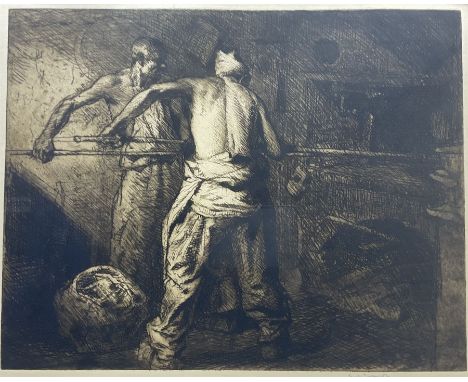 Sir Frank Brangwyn RA (British 1867-1956): 'Men in a Bakehouse', etching on wove paper signed in pencil pub.1908, 51.5cm x 65