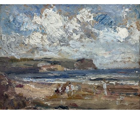 Margaret Fletcher Leadbitter (British exh.1908-1940): 'A Sunny Morning' - On the Beach near Robin Hood's Bay, oil on panel, s