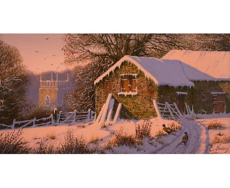 Edward Hersey (British 1948-): 'The Chimes of Winter', oil on panel signed 19cm x 34cm Condition Report:Very good condition r