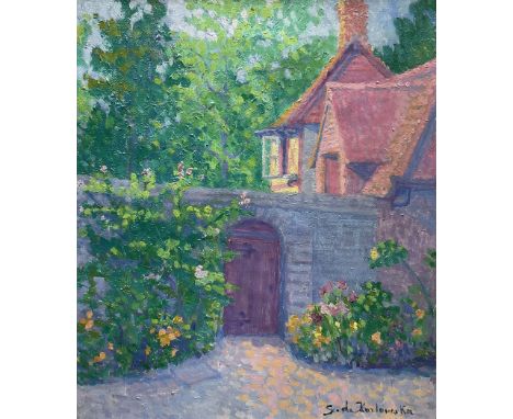 Stanisława de Karłowska (Polish 1876-1952): 'The Garden Gate', oil on canvas signed, titled on gallery label verso 35cm x 30c