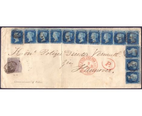 GREAT BRITAIN POSTAL HISTORY : 1857 Long cover to the Director of Police in Hannover from London Police Commissioners, franke