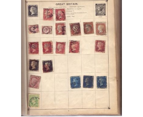 STAMP COLLECTION : Old Strand Album seemingly unpicked, includes two Penny Blacks, Early China, Japan, USA etc, condition gen