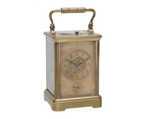 A rare French brass half-hour sonnerie striking carriage clock with...  A rare French brass half-hour sonnerie striking carri