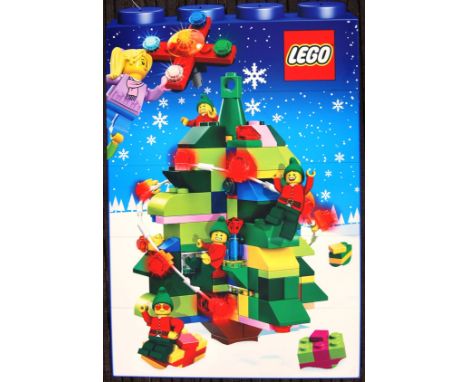 A large Lego wall shop point of sale advertising display single sided card poster showcasing the seasonal " Christmas Ornamen