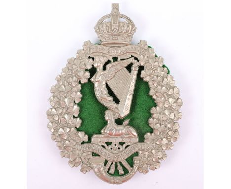 Post 1902 Royal Irish Rifles Pouch Badge, fine white metal badge being crowned scroll with motto ‘QUIS SEPARABIT’, shamrock w