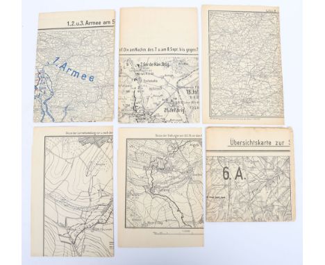 Small Grouping of WW1 German Maps of the Western Front, 6x printed maps, all relating to the German army on the Western Front