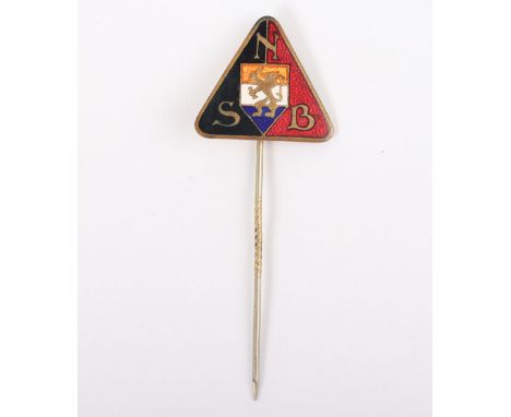 Dutch NSB Party Members Stickpin, fine gilt and enamel members stickpin badge in the form of the insignia of the Dutch Fascis