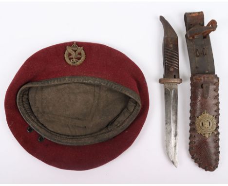 WW2 British Army Air Corps Airborne Beret and Fighting Knife Made from Captured German K98 Bayonet, fine untouched example of