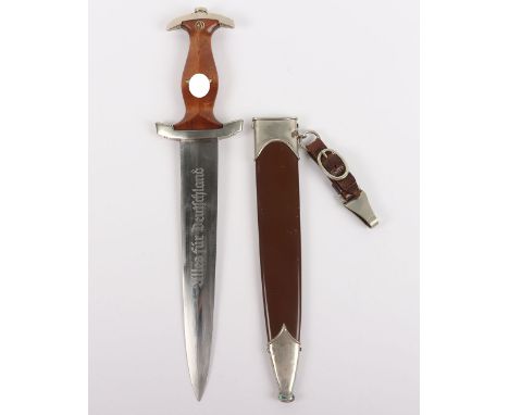 Third Reich SA (Sturmabteilung) Dress Dagger by Ernst Pack & Sohn, with light brown handle with nickel silver eagle and ename