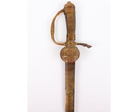 Continental Hunting Hanger c.1760, straight single edge blade 58.5cms etched with French maker’s inscriptions with boar and s