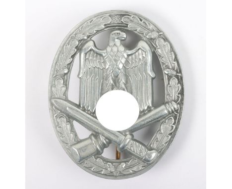 WW2 German Army / Waffen-SS General Assault Badge by Frank & Reif Stuttgart, good example of a silver grade example with make