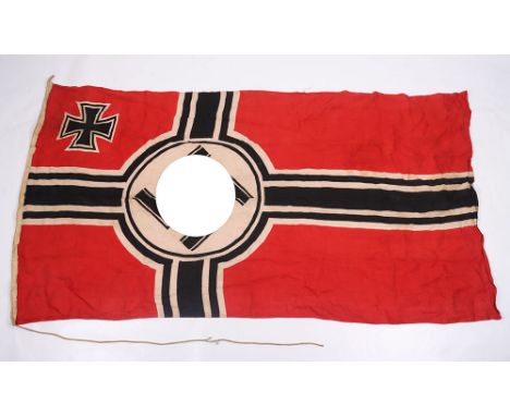 WW2 German Battle Flag (Reichskriegsflagge), fine red cotton double sided battle flag with central swastika and Iron Cross to