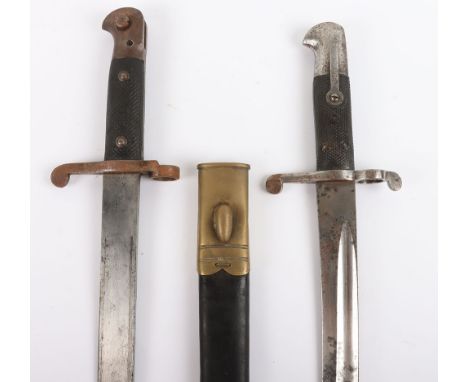 British 1887 Pattern Martini Henry Sword Bayonet, with riveted two piece chequered grips, steel pommel with oil hole and cros