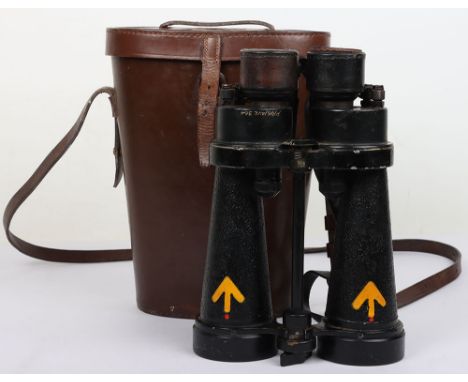 WW2 British Royal Navy Officers Binoculars, with the bodies painted with yellow broad arrow mark. Lens plate stamped ‘AP 1900