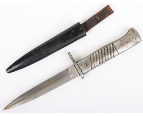 Rare WW1 German All Steel Trench Fighting Knife by Ernst Busch Solingen, good example with all steel ribbed grip which has lo