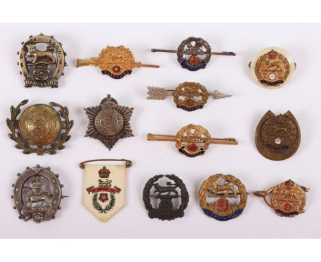 Selection of Hampshire Regiment Sweetheart Brooches, being mostly of Boer War and WW1 interest. Many gilt brass and enamel. V