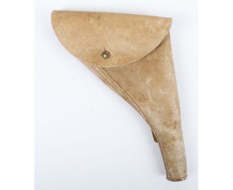 Australian 1915 Pattern Leather Pistol Holster, well used and faded leather pistol holster with rear securing strap and brass