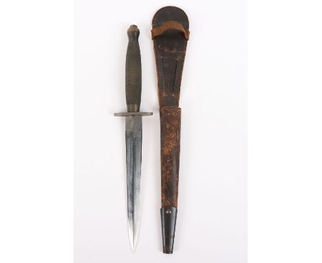 WW2 British Wilkinson Sword 2nd Pattern Fairbairn Sykes (F.S) Commando Knife, good example of a type with brass knurled grip.