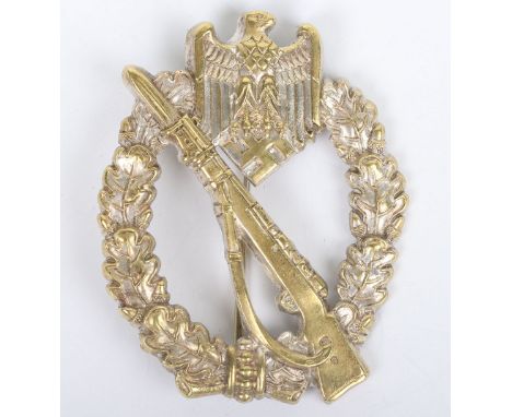 WW2 German Army / Waffen-SS Infantry Assault Badge by Wilhelm Deumer, fine example of an early tombak assault badge with much