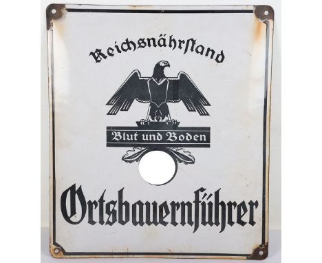Third Reich Reichsnährstand (State Food Production Society) Enamel Building Sign, good example of a white enamel building sig
