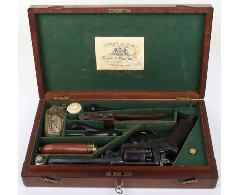 Good Cased 5 Shot 54 Bore Beaumont Adams Patent Double Action Presentation Engraved Percussion Revolver by DEANE & SON. No.30