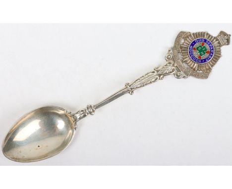 Rare Hallmarked Silver Regimental Spoon of the South Irish Horse, fine example with enamel badge to the stem. Hallmarks for B