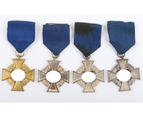 Third Reich NSDAP Faithful Service Decorations, being a 40 year example and three 25 year examples. All with the original rib