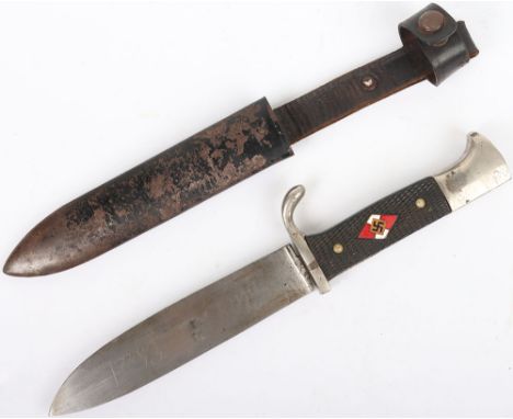 Third Reich Hitler Youth Boys Dagger by Hammesfahr Cie, Solingen, black chequered two piece grip with enamel HJ diamond insig