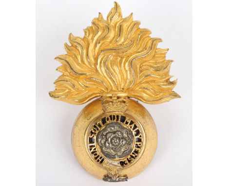 Victorian Royal Regiment of Fusiliers City of London Officers Fur Cap Grenade, fine quality gilt and enamel example with two 