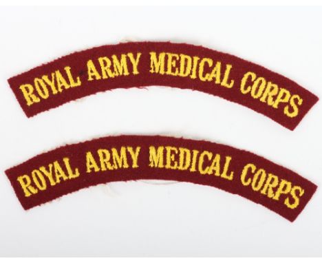 Scarce Pair of Royal Army Medical Corps Airborne Type Shoulder Titles, yellow embroidered on maroon full ‘ROYAL ARMY MEDICAL 