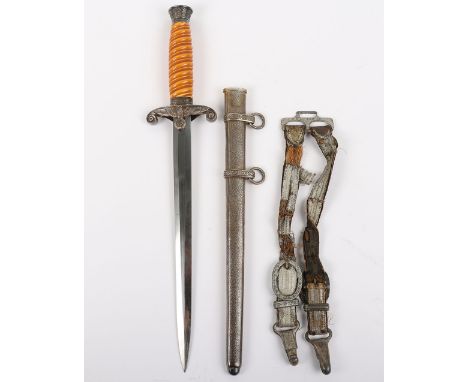 WW2 German Army Officers Dress Dagger by Carl Eickhorn Solingen, with orange celluloid grip, pommel with oakleaves relief and