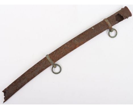 Sword Scabbard Recovered from Waterloo Battlefield, the ground dug, relic partial sword scabbard with two hanging rings still