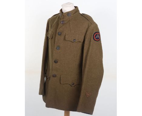 WW1 American Other Ranks Tunic, good example of a standard wool four pocket tunic with bronzed American eagle tunic buttons. 