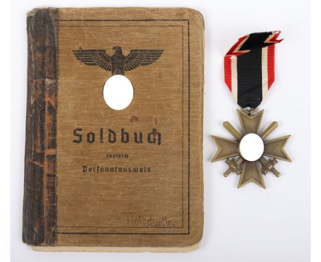 WW2 German Army Mountain Trooper (Gebirgsjäger) Soldbuch and War Service Cross 2nd Class with Swords, well used German army i