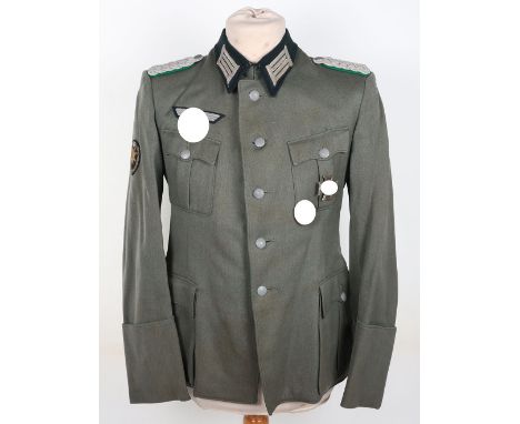 WW2 German Army Mountain Troops (Gebirgsjäger) Majors Combat Tunic, fine quality officers four pocket combat tunic with dark 