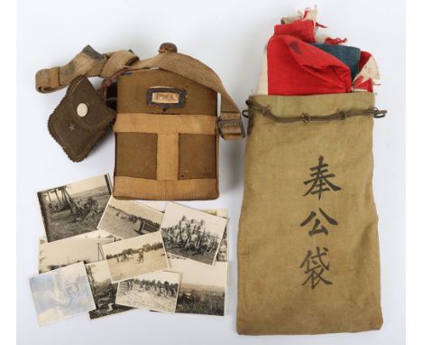 Interesting Japanese Capture of Singapore Grouping, including a signed meatball pattern flag with ink signatures, captured co