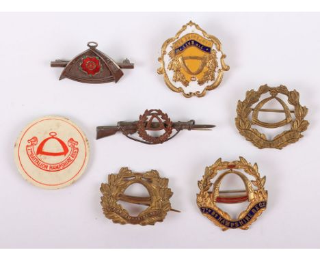 Grouping of 7th Territorial Battalion The Hampshire Regiment Sweetheart Brooches, fine examples mostly In brass, enamel, whit