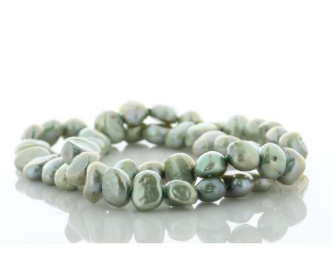 Baroque shaped 8.0 - 8.5mm freshwater cultured pearl necklace with a gold plated clasp. Pearl quality AAA. This necklace is 1