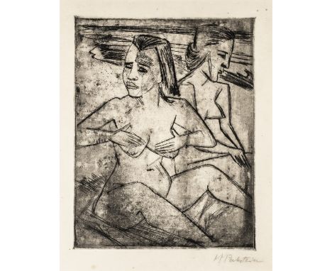 HERMANN MAX PECHSTEIN (1881 Zwickau - 1955 Berlin) Nach dem BadKaltnadel, Riffelfeile und Pinselätzung auf Bütten. 1920.26,5 