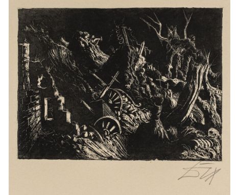OTTO DIX (1891 Untermhaus bei Gera - 1969 Singen) Leuchtkugel erhellt die Monacu-FermeAquatinta auf BSB-Maschinenbütten. 1924